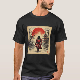Samurai-Katze Krieger Vintage Lustige Katze Ukiyo- T-Shirt