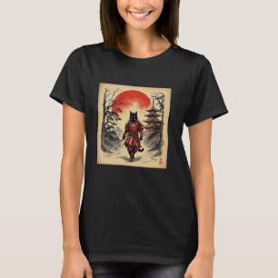 Samurai-Katze Krieger Vintage Lustige Katze Ukiyo- T-Shirt
