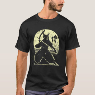 Samurai-Katze Krieger Vintage Ukiyo japanische Kun T-Shirt