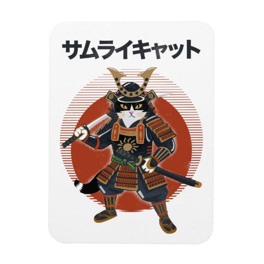 Samurai-Katze Magnet (Vertikal)