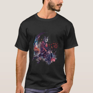 Samurai-Katze Mond Japanische Kunst Japanische Nin T-Shirt