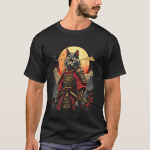 Samurai-Katze Mond T-Shirt