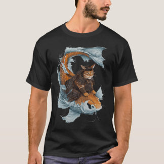 Samurai-Katze Ninja-Ästhetik japanisches Katana To T-Shirt