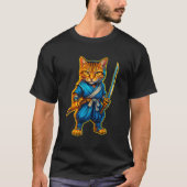 Samurai-Katze – Ninja-Krieger T-Shirt (Vorderseite)
