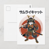 Samurai-Katze Postkarte (Vorne/Hinten)