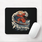 Samurai-Katze surft auf der großen Welle Ronin Kat Mousepad (Mit Mouse)