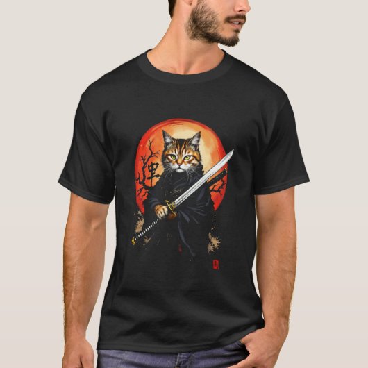 Samurai-Katze T-Shirt (Vorderseite)