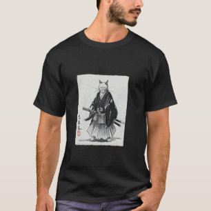 Samurai-Katze Ukiyo-e-Tuschekunst u2013 Japanische T-Shirt