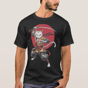 Samurai-Katze Vintage-Japanische Kunst Anime-Katze T-Shirt