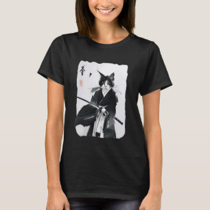 Samurai-Katze Vintage Japanische Ukiyo e Krieger K T-Shirt