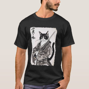 Samurai-Katze Vintage Japanische Ukiyo-e-Kunst Kri T-Shirt