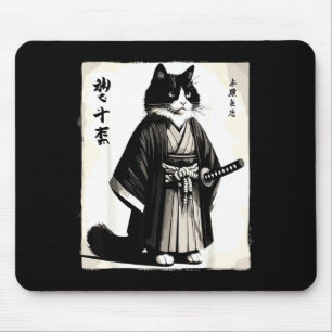Samurai-Katze Vintage Krieger japanisches Anime Mousepad