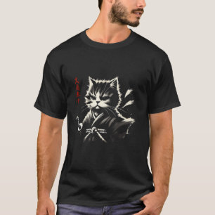 Samurai-Katze Vintage Ukiyo-e Krieger Kunst T-Shirt