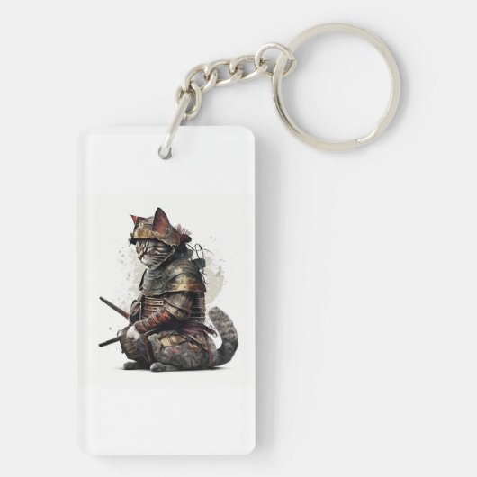 Samurai-Katzen-Schlüsselanhänger Schlüsselanhänger (Rückseite)
