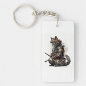Samurai-Katzen-Schlüsselanhänger Schlüsselanhänger (Vorderseite)