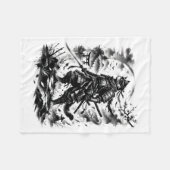 Samurai-Katzenkrieger Vintage-Tinte-Style-Grafik Fleecedecke (Vorderseite (Horizontal))