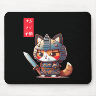 Samurai Kitten Kawaii Japanisch Kunst für Anime Lo Mousepad