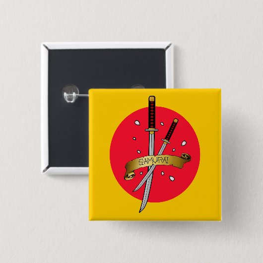 Samurai-Klinge-Tätowierung Button (Vorne & Hinten)