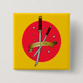 Samurai-Klinge-Tätowierung Button (Vorderseite)