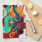 Samurai Koch Dragon Design Geschirrtuch (Viertel Falte)