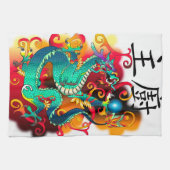 Samurai Koch Dragon Design Geschirrtuch (Horizontal)