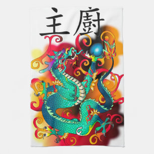Samurai Koch Dragon Design Geschirrtuch