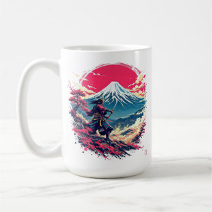 Samurai-Krieger am Berg Fuji Japanische Kunst  Kaffeetasse
