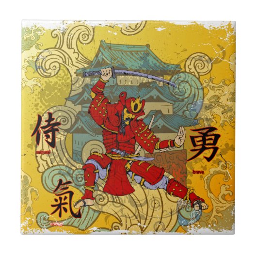 Samurai-Krieger Fliese (Vorderseite)
