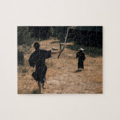 Samurai-Krieger greifen mit einem Schwert an Puzzle (Horizontal)