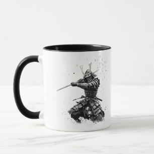 Samurai-Krieger in Aktion Japanische Kunst Keramik Tasse
