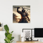 Samurai Krieger in dunkler Rüstung mit dramatische Poster (Heimbüro)