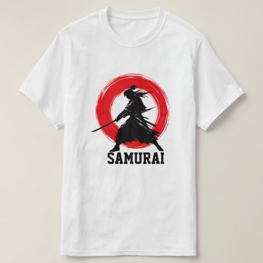 Samurai-Krieger Minimales Rotes Kreis T-Shirt (Design vorne)