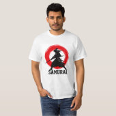 Samurai-Krieger Minimales Rotes Kreis T-Shirt (Vorne ganz)