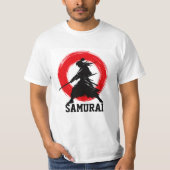 Samurai-Krieger Minimales Rotes Kreis T-Shirt (Vorderseite)
