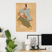 Samurai-Krieger mit Katana-Schwertkampf Poster (Heimbüro)