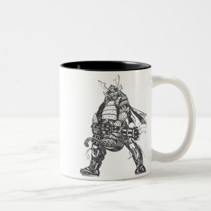 Samurai-Krieger mit Schnellfeuergewehr Zweifarbige Tasse