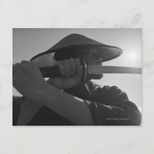 Samurai-Krieger mit Schwert 2 Postkarte