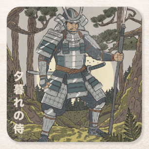 Samurai-Krieger Rechteckiger Pappuntersetzer