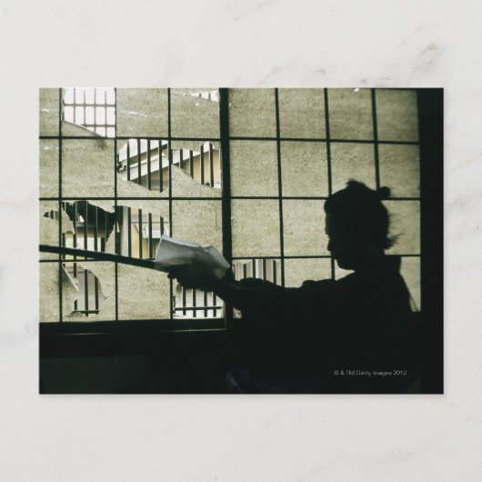 Samurai-Krieger reinigen ein Schwert Postkarte (Vorderseite)
