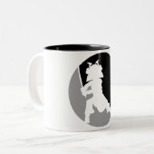 Samurai-Krieger-Silhouette-Tasse Zweifarbige Tasse (Vorderseite Links)