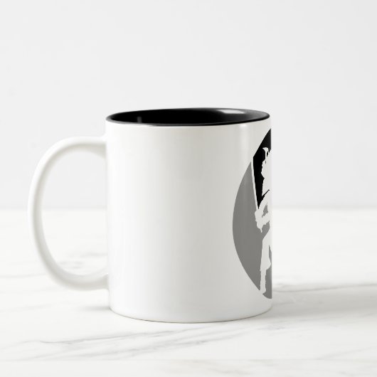 Samurai-Krieger-Silhouette-Tasse Zweifarbige Tasse (Links)