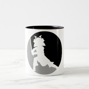 Samurai-Krieger-Silhouette-Tasse Zweifarbige Tasse