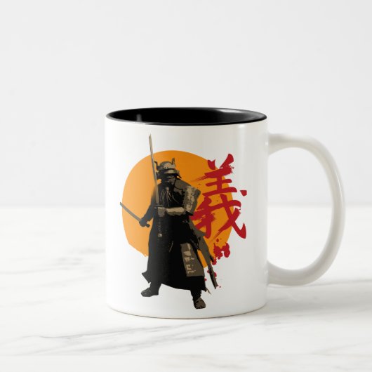 Samurai-Krieger-Tasse Zweifarbige Tasse (Rechts)