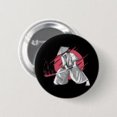 Samurai-Krieger trifft mit Katana Button (Vorne & Hinten)