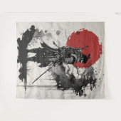 Samurai-Krieger, umgeben von Tintenspritzern. Wandteppich (Vorderseite (Horizontal))