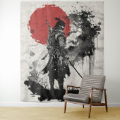 Samurai-Krieger, umgeben von Tintenspritzern. Wandteppich (Beispiel)