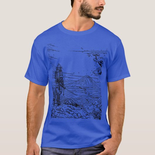Samurai-Krieger vor dem Fuji T-Shirt (Vorderseite)