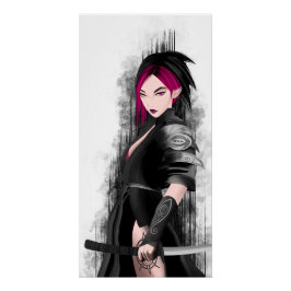 Samurai-Kriegerin mit Schwert Poster