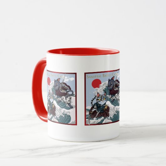 Samurai-Kriegerkatzen Tasse (Vorderseite Links)