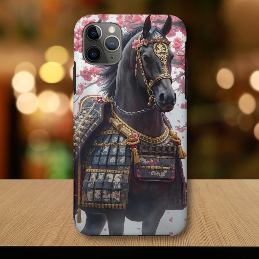 Samurai-Kriegspferd mit Kirschblüten Case-Mate iPhone Hülle